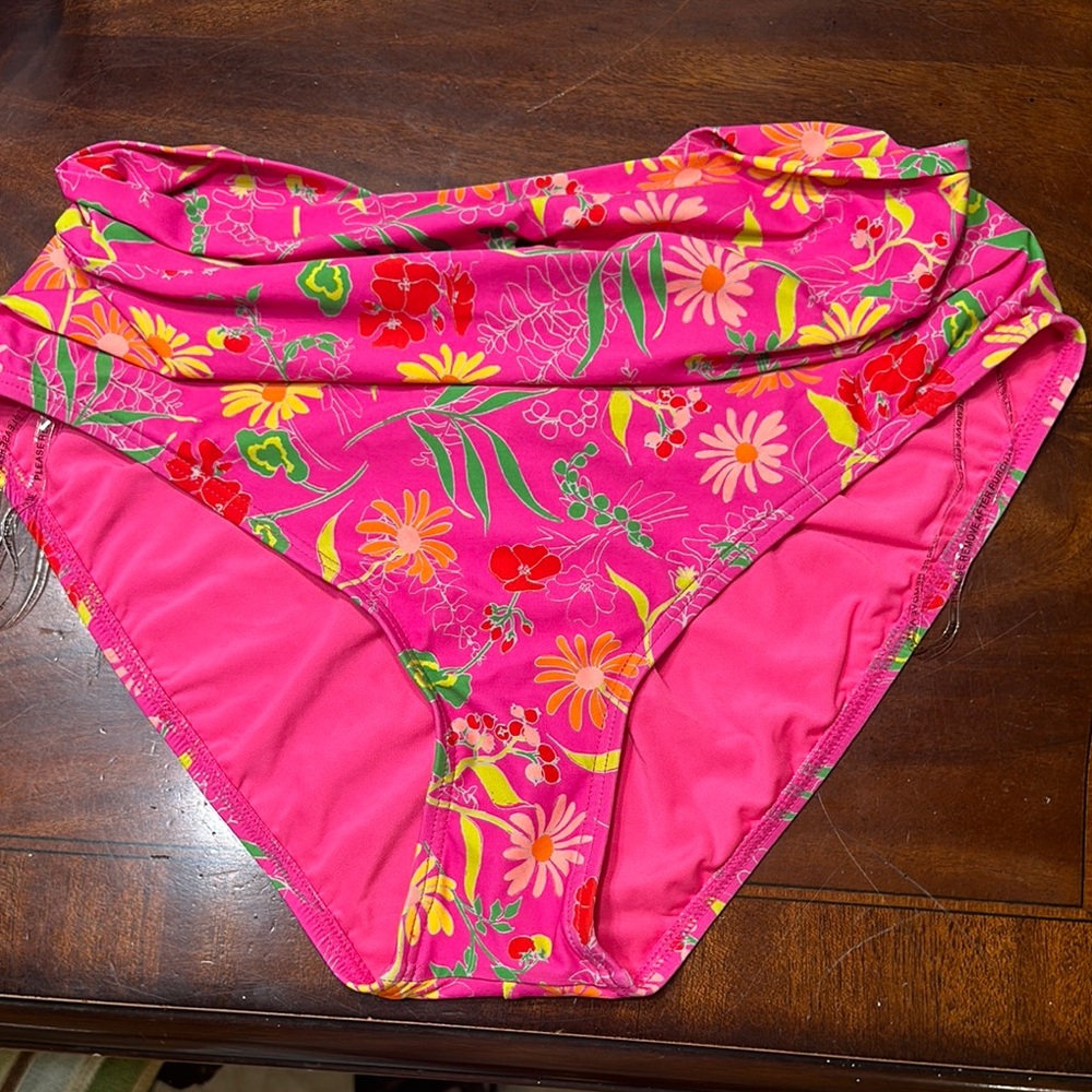 Shade & Shore Bright Pink Floral Bikini Bottom